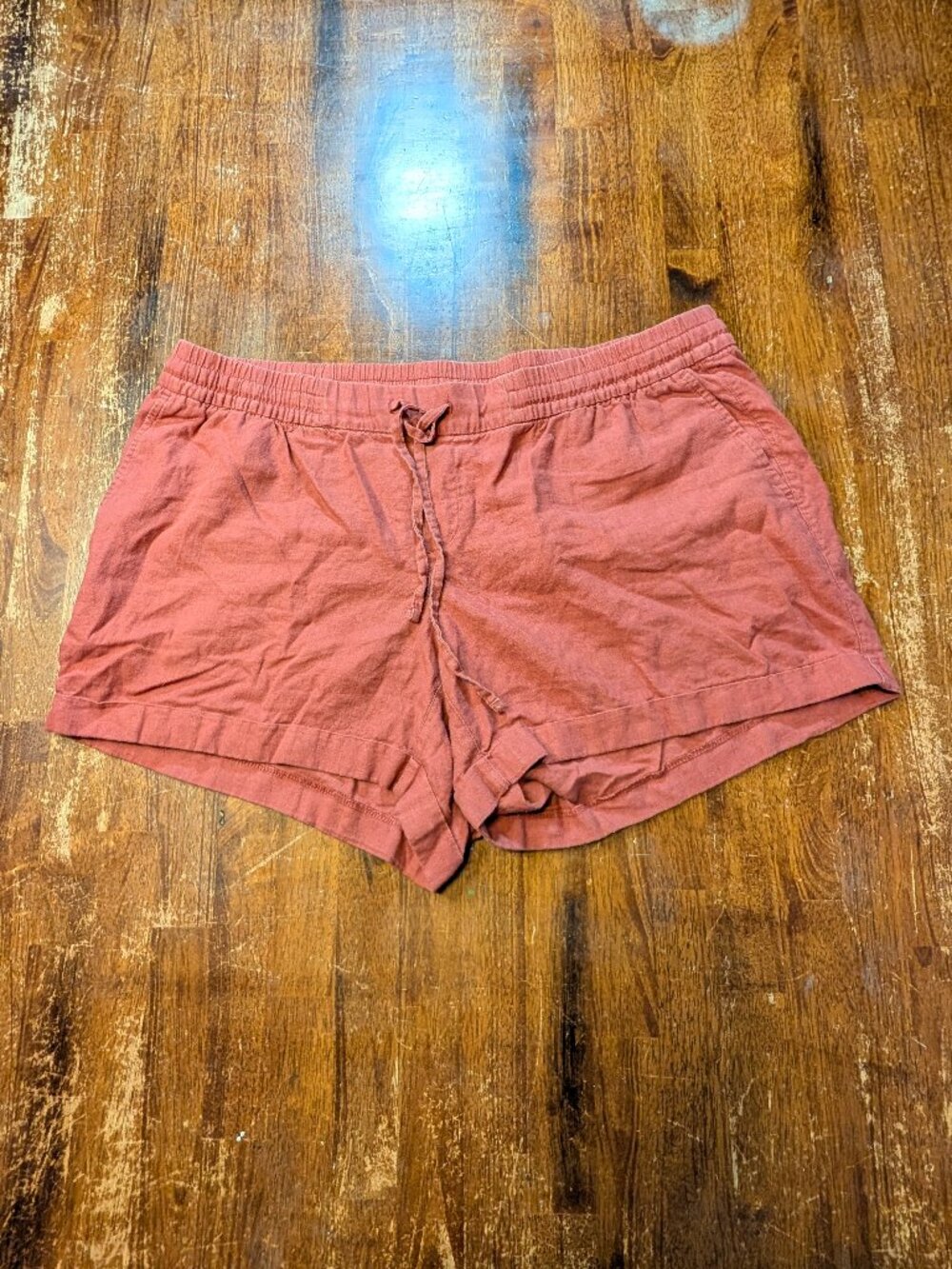 Old Navy Linen Shorts Womens 1X Plus Rust Colored Casual Loose Fit Comfortable